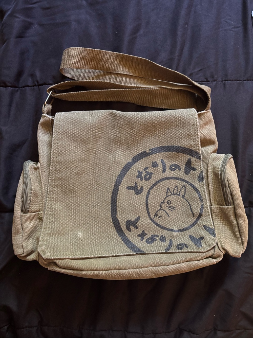 my neighbour totoro studio ghibli army green messenger bag (see desc)